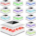 12 Pack Solar Post Cap Lights RGB Color Changing, IP65 Waterproof for 4x4 Wood/Vinyl Posts, Auto On/Off Fence Posts Solars Light for Deck Patio Garden Decoration, White