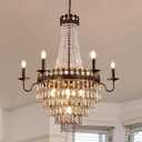 Wellmet French Empire Crystal Chandelier, 13-Light Bronze Luxury Crystal Chandelier, Traditional Court Chandelier For Living Room, Dining Room, Bedroom, Drawing Room, Foyer, Hallway, Restaurant, 33''W