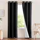 NICETOWN Vintage Open Linen Weave Flax Thermal Curtains, 100% Blackout Curtains 90 inches Long for Dining Room, Soundproof Window Treatment Drapes for Hall Room, Black, 34" Wide Per Panel, Set of 2