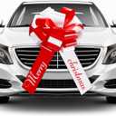 20 Inch Merry Christmas Car Bow Giant Bow for Car Decoration Pull Bow Large Wrapping Car Ribbon Bow for Christmas Birthday Graduation Party Car Decorations Decoration (Red, White)