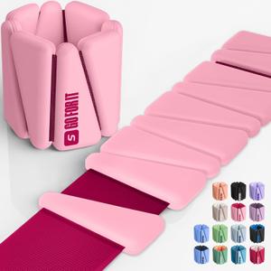SPORTBIT Wrist Weights, Ankle Weights for Women  Set of 2 (1LB Each), Adjustable Weighted Bracelets for Home Gym, Running, Yoga, Exercise and Strength Training (Single Pink)