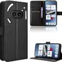 Compatible with Nothing Phone 2a Plus Leather Case Cover,PU Leather flip Cover Compatible with Nothing Phone (2a) 5G Case Cover Black