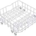 WD28X10384 Lower Rack Assembly for GE Dishwashers Rack Replacement, Replaces WD28X10166 AP5788827 PS8746204 WD28X10165 WD28X10206 WD28X10309, Includes 8 Rollers, 22.2"D x 21.3"W x 7.3"H
