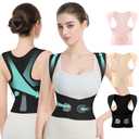 babaka Posture Corrector for Women, Invisible Lightweight Adjustable Back Brace for Upper and Lower Back Pain Relief, Hunchback, Hump, Scoliosis, Thoracic, Spine Corrector Under Clothes (Black, Small, Waist: 25''-30'')