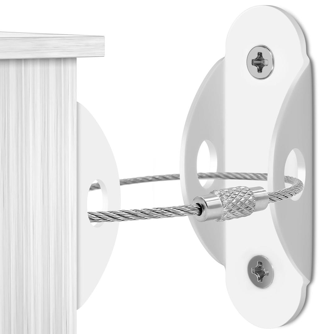 4our Kiddies 10 Pack Furniture Anchors for Baby Proofing, Anti Tip Furniture Wall Anchors, Secure 400 Pounds Cabinet, Bookcase, Dresser to Wall, Earthquake Furniture Straps for Child Safety (White)