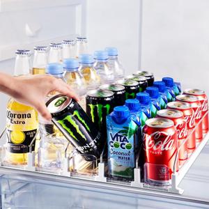 Drink Organizer for Fridge, Soda Can Dispenser for Refrigerator, Automatic Drink Dispenser for Fridge Holds up to 25 Cans, 5 Row Drink Organizer for Fridge, Soda Can Dispenser for Refrigerator, Automatic Drink Dispenser for Fridge Holds up to 25 Cans, 5 Row