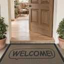 LUMI Outside Welcome Door Mat 17x30, Non Slip Durable Rubber Entrance Doormat, Low Profile Easy Clean Mats for Front Back Door Entryway Porch Garage, Welcome