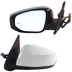 Left Driver side Mirror Assembly Fits 2016-2024 Toyota Tacoma With Power Glass, Heated, Turn Signal Blind Spot Detection Manual Folding Match to White Replace TO1320350(8Pins)
