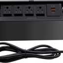 Pop Up Outlet;Pop up Power Strip; Embedded countertop;6.5 Feet 16AWG UL Cable 4 AC Outlets Max Power 1875w USB C PD 20W Fast Charging Used for Home Office Conference, etc (Black)