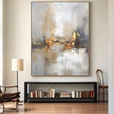 AOXUBI Large Beige Gray Gold Texture Abstract Painting Minimalist Wall Art Large Painting On Canvas Modern Home Wall Decor 30x42cm/12x17in With-Black-Frame