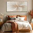 Framed White Abstract Floral Canvas Wall Art for Living Room 24x48 Inch, White and gold