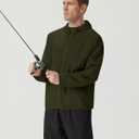 Men's UPF 50+ Sun Protection Lightweight Outdoor Hoodie Full Zip Long Sleeve Fishing Hiking Performance Shirt (Green, XXL)