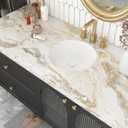 Livelynine 15.8x394 Marble Peel and Stick Wallpaper Off White and Gold Marble Countertop Contact Paper Waterproof Kitchen Counter Top Vinyl Wrap Heat Resistant Removable Desk Wallpaper Granite Covers