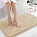OLANLY Bathroom Rugs 24x16, Extra Soft Absorbent Chenille Bath Rugs, Rubber Backing Quick Dry, Machine Washable Bath Mats for Bathroom Floor, Tub and Shower, Home Decor Accessories, Beige