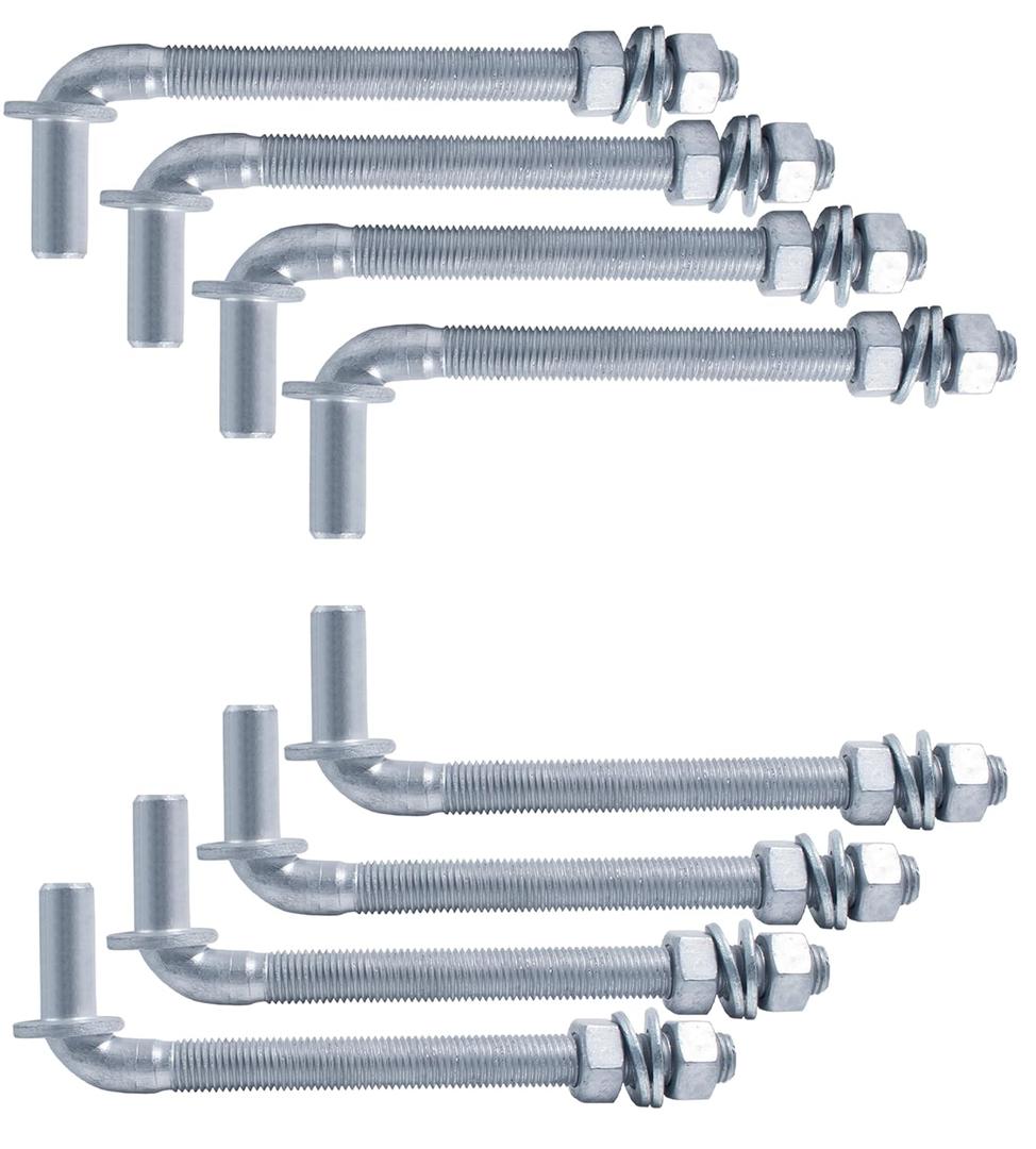 J-Bolt Gate Hinge, Hot-dip Galvanized J Bolt with 5/8" Gate Hinge. Farm Gate Hinges for Chain Link Fence Mostly Used in Frams, Back Yard, Frence Etc. Include Nut Washer (8"(8PCS))