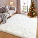 White Shag Rugs for Bedroom, 4x6 Soft Fuzzy Rugs for Living Room, Fluffy Shaggy Plush Carpet Girls Kids Room Dorm Upgrade Non-Slip