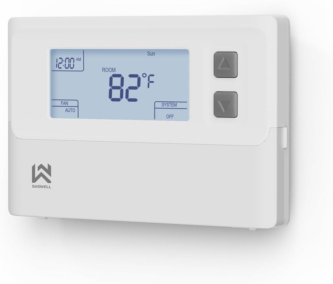 T21 Programmable Thermostat for Home, Digital Thermostat 1 Heat/1 Cool Compatible with Heat Pump and Single-Stage Systems, Dual Power Options Battery-Powered No C-Wire Required