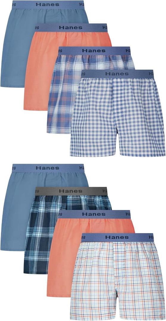 Hanes boys Underwear Boxers, 8-pack, Cotton-blend Woven Boxers for Boys, Moisture-wicking, Breathable (S)