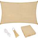 Sun Shade Sail | 6.5' x 10' Sand Rectangle Canopy Sail Shade Cover | UV Block Permeable Sunshade Outdoor for Patio Backyard Deck Pergola