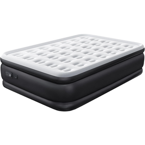 NEWBULIG Queen Air Mattress with Built in Pump, 16 inch Raised Inflatable Flocked Surface Air Bed 660 lbs Weight Capacity Portable for Camping, Guests and Home, Strong Support & Non-Slip Bottom