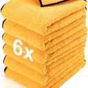 Microfiber Towels for Cars - 6 Pack (23.6" x 15.7") 450-GSM, High & Short Pile Micro Fiber Cleaning Cloth for Car Washing Drying & Auto Detailing, Strong Water Absorption Lint Free & Non-Streak (Gold)