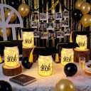 Yungyan 12 Sets 2026 Graduation Centerpieces for Tables with LED Lights, Class of 2026 Mason Jar Graduation for Tables with Grad Cap for College High Middle School Grad Party Supplies Gifts