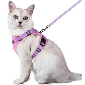 rabbitgoo Cat Harness and Leash for Walking, Escape Proof Soft Adjustable Vest Harnesses for Cats, Easy Control Breathable Reflective Strips Jacket, Pink & Purple, M