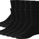 Hanes Boys' Uniform Crew, Moisture-Wicking Socks, Cushioned Foot Bottoms, 10-Pairs (Medium, Black)