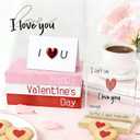 Perfect Valentines Day Table Decorations, Wood Stack with XOXO Signs Set (Gift Card, Box and Bag), Valentine's Day Decor for Home Room Office Fireplace Kitchen Shelf Desk Centerpiece Tiered Tray