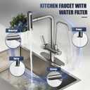 Waterfall Kitchen Faucet with Water Filter,Upgraded Separate Drinking Water 2 Handle Kitchen Faucet with Pull Down Sprayer, Brushed Nickel 3 in 1 Sink Faucets, Without Water Filtration Device
