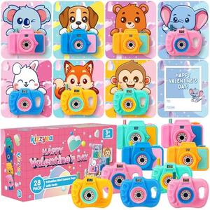 KIZZYEA 28 Pack Valentines Cards for Kids Classroom with Mini Camera Viewers Toys, Valentines Day Gifts for Kids, School Exchange Greeting Cards Prizes Gifts, Valentine Party Favors for Boys Girls