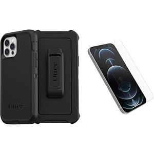 OtterBox Defender Case for iPhone 12 / iPhone 12 Pro, Alpha Glass Screen Protector, Tempered Glass, Scratch Protection, Heavy Duty Protection, Black Plastic Basic/Solid Case