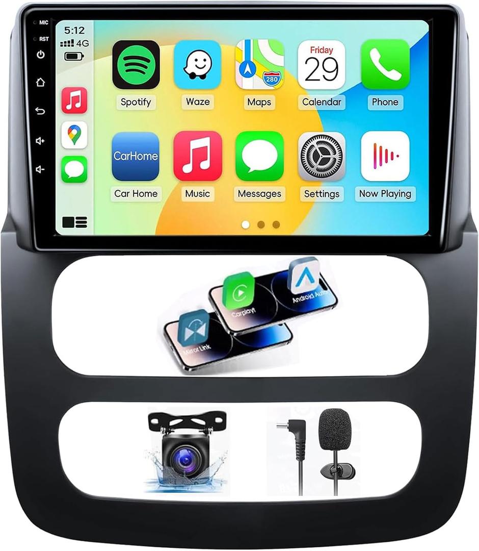[4+64G] Android 13 Car Stereo with Wireless Apple Carplay & Android Auto for Dodge Ram 1500 2500 3500 2003 2004 2005 9" Touchscreen Radio Upgrade with AHD Camera,GPS Navigation,SWC,WiFi,FM,Bluetooth
