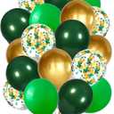 We Moment 12 Inch Green Dark Green Balloons And Chrome Gold Balloon with Confetti Balloons，for St. Patrick's Day Baby Shower Party Decoations