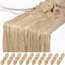 10 Pack Beige Cheesecloth Table Runner 17x108 Inch Semi Sheer Boho Rustic Gauze Cheese Cloth Table Runners for Wedding Party Birthday Baby Shower Home Décor