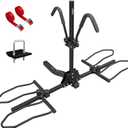 2" Hitch Mount Bike Rack, 2 Bike Folding Tiltable Platform Style Carrier 150lbs for Standard, Fat Tire, and Electric Bicycles with Hitch stabilizer,Trailer Hitch Lock, 2 Ratchet Straps