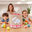 Easter Basket Essentials Gifts Baskets Empty Gift Box for Mothers Girls Boys Kids Toddler Baby Easter Egg Basket Toy Bunny Storage Baskets Pink Easter Bucket Organizer for Stuffers