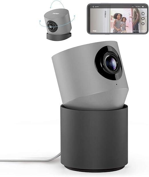 Hoop Wireless HD Indoor Security Camera with 10-Second Automatic Clip Storage, Smartphone App, Night Vision, Motion and Sound Detection, Two-Way Audio, 2.4/5.0GHz (PRO Grey)