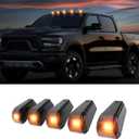 5PCS Solar Cab Lights Yellow Wireless No Drill Car Roof Top Marker 12 LED Warning Light Smoke Lens IP67 Waterproof Truck Roof Light Compatible with Pickups Trucks Ford Dodge Ram GMC SUV