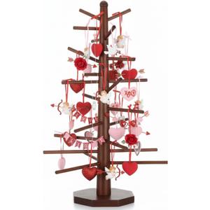 Leinuosen Wood Tree Ornament Display for Table 27.5'' Ornament Tree Display Stand with Arms Artificial Trees Tabletop Centerpieces for Christmas Valentine's Day Easter Wedding Holiday Party Decor