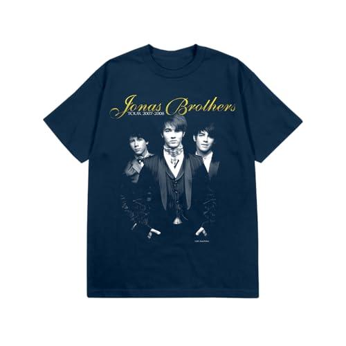 JONAS BROTHERS Official Merch 2007-2008 Vintage Photo T-Shirt, Navy, Medium