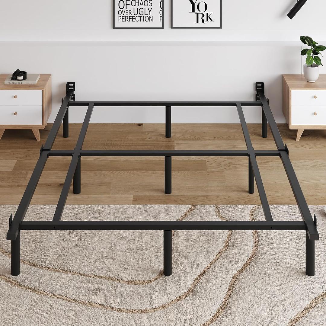 Queen Size 7 Inch Low Profile Metal Platform Bed Frames, Adjustable Length