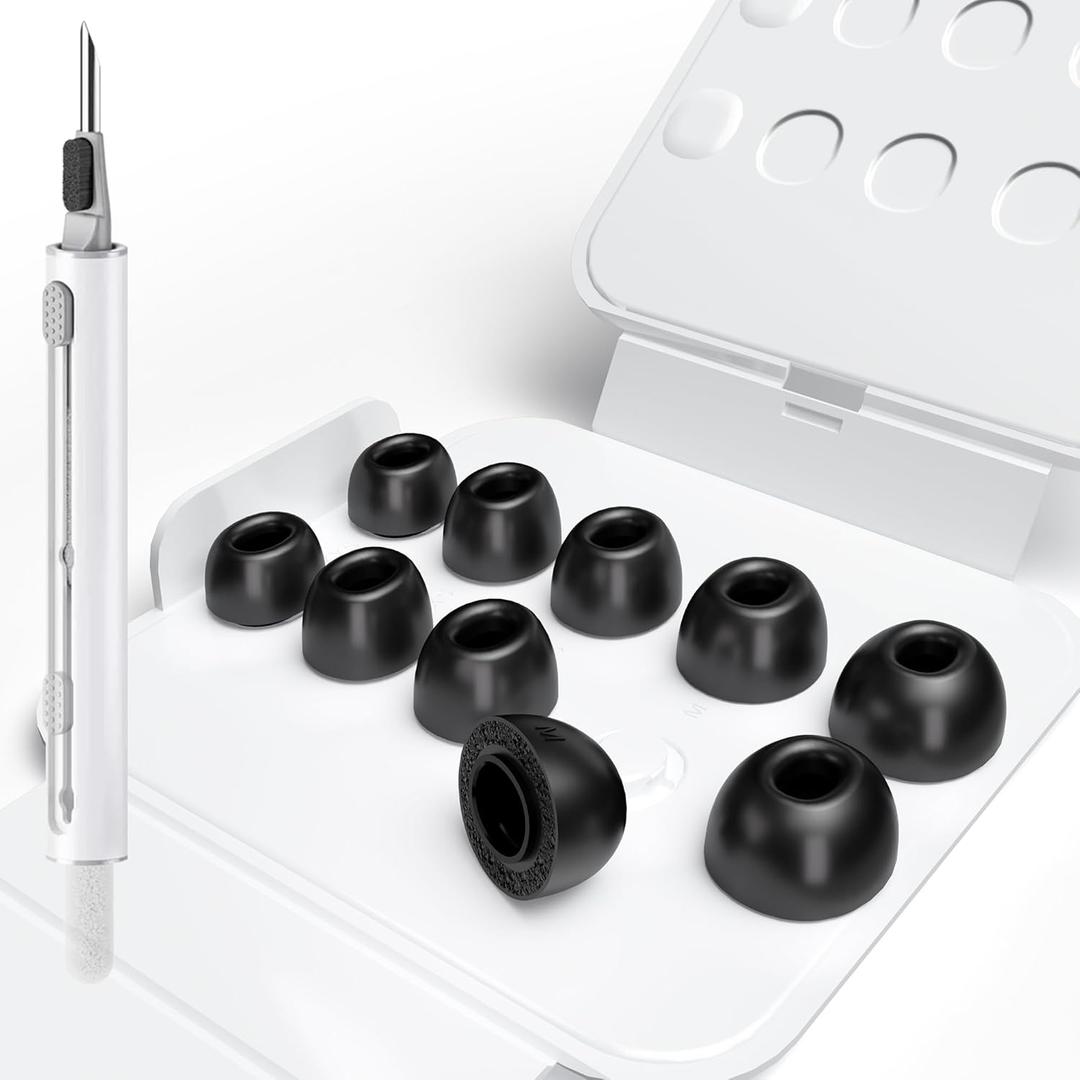 5 Pairs for AirPods Pro 3 Memory Foam Ear Tip Replacement with Storage Box, Enhanced Noise Isolation Ultra-Comfortable 5 Sizes Memory Foam Ear Tips for AirPods Pro 3 (XXS/XS/S/M/L)