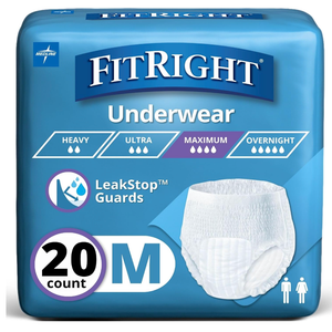 FitRight Super Protective Incontinence Underwear, Maximum Absorbency, Medium, 28 to 40", 4 Packs of 20 (80 Total)