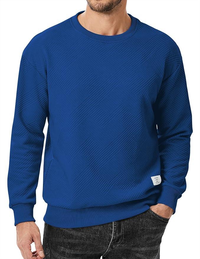 JMIERR Men's Crewneck Sweatshirt Casual Long Sleeve Geometric Texture Sweatshirts Fashion Pullover Shirts Medium