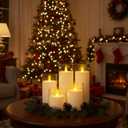 Homemory Ivory Flickering Flameless Candles, Battery Operated Acrylic LED Pillar Candles with Remote Control and Timer, Set of 9