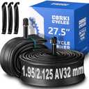 Corki Cycles 27.5 Mountain Bike Tube 27.5 x 1.75 1.9 1.95 2.0 2.1 2.125 2.2 2.25 2.3 2.35 2.4 Presta/Schrader Valve, Butyl Rubber 650B Bike Inner Tube 2 Pack