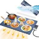 Waterproof Electric Food Warming Mat, Food Grade Silicone Warming Tray with 17 Temp Setting and 6 Hours Timer, Full Surface Warming Mat for Food, Roll Up Food Warmer Mat for Parties (Navy Blue)