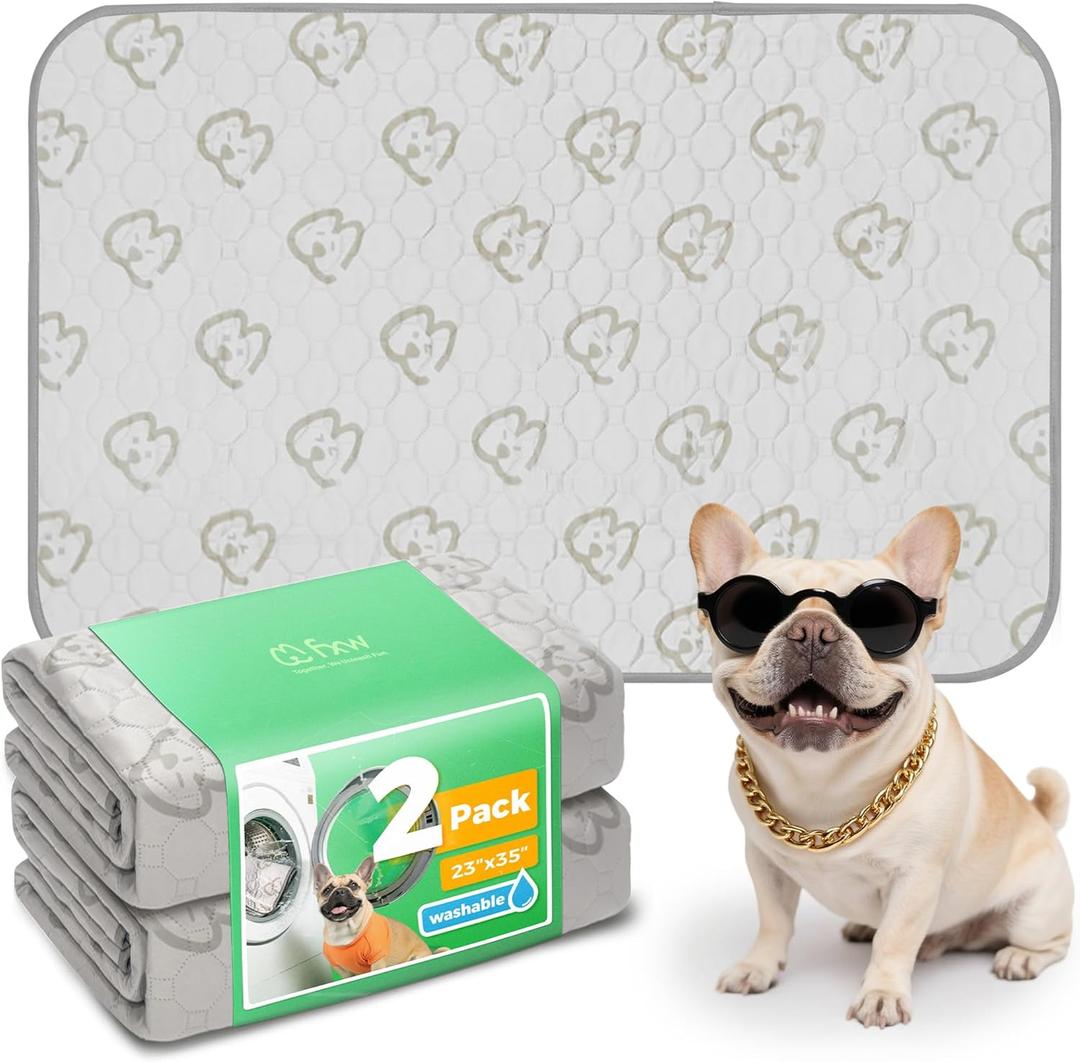 FXW Washable Pee Pads for Dogs, Puppy Pads with Super Absorbent, Specifically Designed for 36inch Cages, 23" x 35" Rectangle, Khaki, 2 Packs