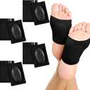 Nuanchu 4 Pairs Compression Arch Support Sleeves with Gel Pad Inside Metatarsal Compression Arch Support Brace Cushioned Gel Foot Sleeves for Women Men Flat Foot Pain Relief (Black)